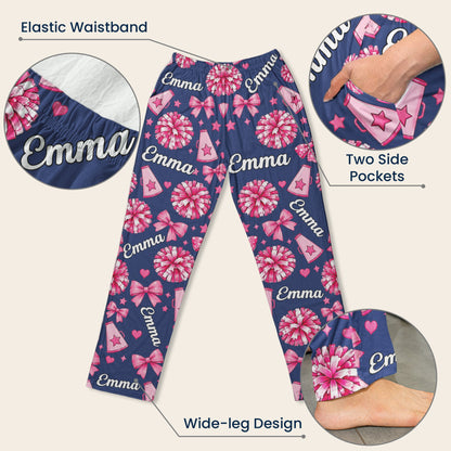 Coquette Bow Cheerleader Custom Name Gift For Cheerleader Girl - Personalized Lounge Pants