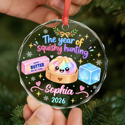 Custom The Year Of Squishy Hunting Christmas Gifts For Kids - Personalized Glass Ornament