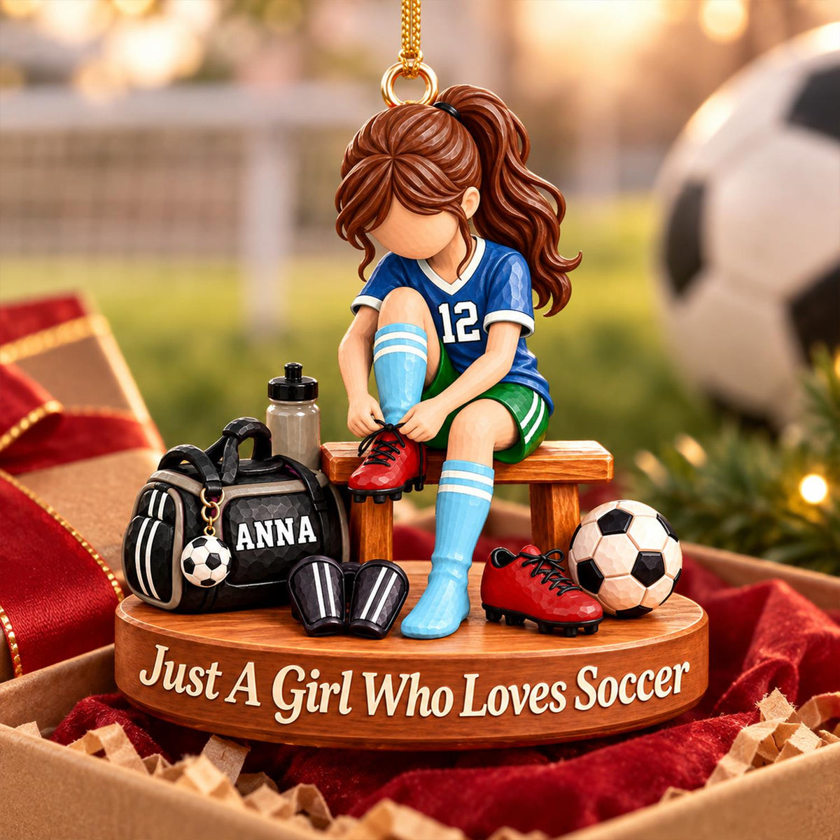 Personalized Soccer Player Ornament, Custom Name Soccer Player Gift Vr2