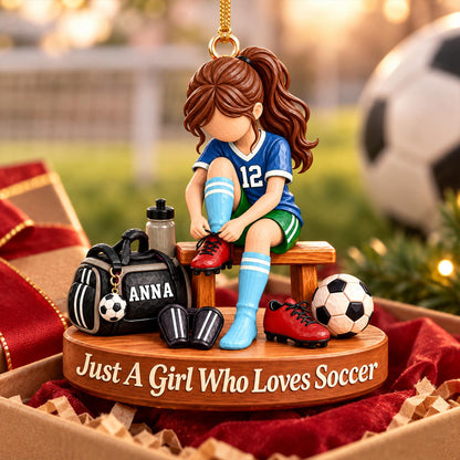 Personalized Soccer Player Ornament, Custom Name Soccer Player Gift Vr2