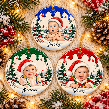 Custom Photo Christmas Portrait Gifts - Personalized Christmas Ornament - Little Hearts Full Of Joy