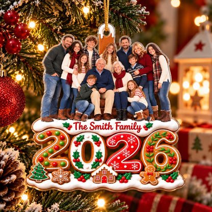 Custom Photo Christmas Family, Personalized Custom Shaped Acrylic Ornament, Gift For Family MI209