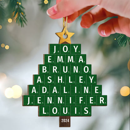 Christmas Tree Family Word Art Unique Christmas Decor Personalized Wooden Ornament