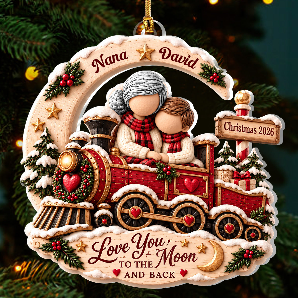 All Aboard A Train Of Love - Personalized 1-Layer Acrylic Ornament