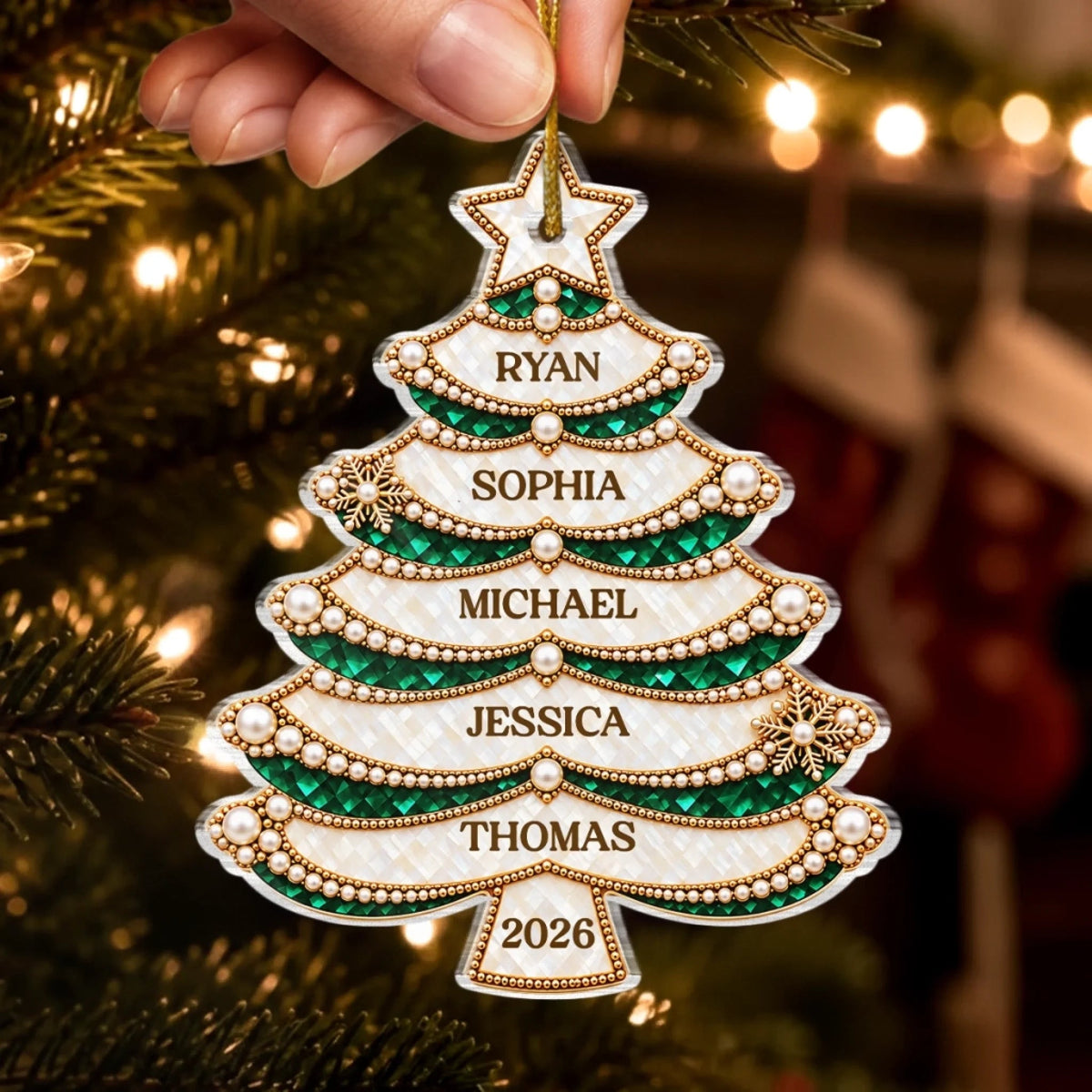 Custom Name Christmas Tree Family Keepsake - Personalized Acrylic Ornament