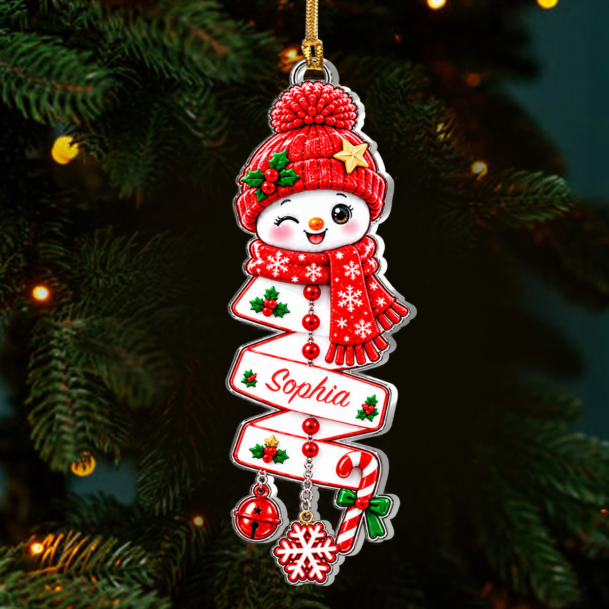 Snowman Spiral - Personalized 1-Layer Acrylic Ornament