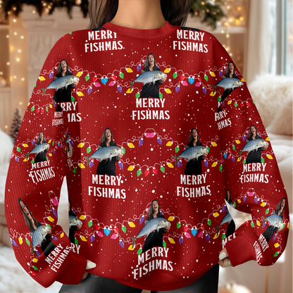Custom Photo Merry Fishmas Ugly Sweater, Christmas Gift For Family, Fishing Lovers HO82 900636