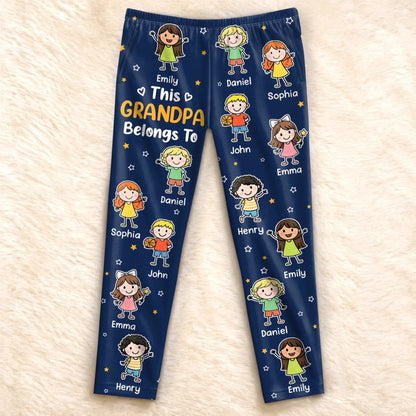 Custom Name Grandpa Grandma Belongs To Grandkids Gifts - Personalized Pajama Pants
