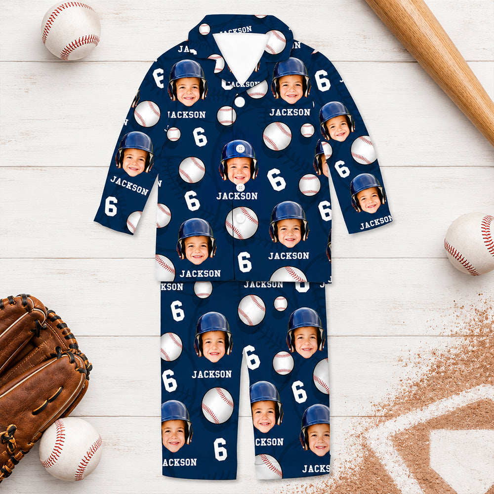 Custom Photo, Name And Number Baseball Kid Pajamas HA75 919398