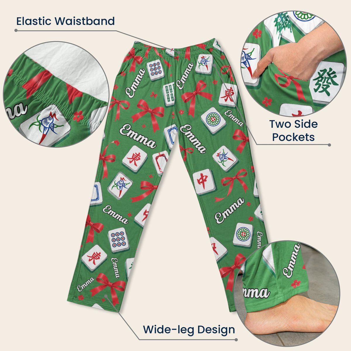 Mahjong Custom Name Gift For Mahjong Lovers, Mahjong Girls - Personalized Lounge Pants