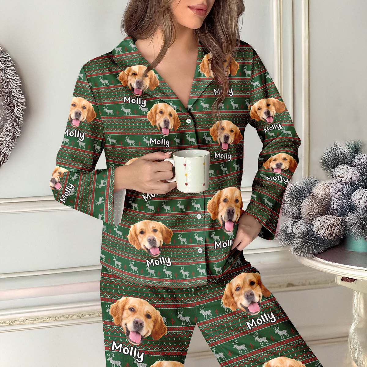Dth Custom Dog Photo For Christmas Pajamas Th10 896285