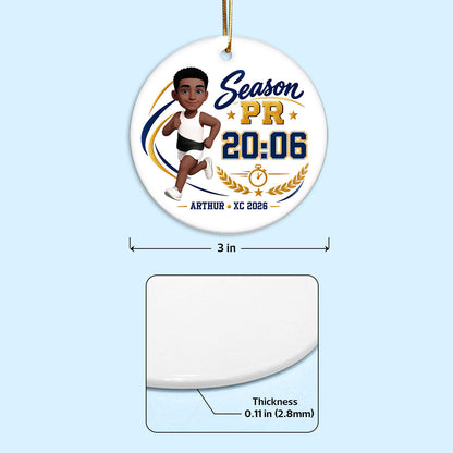 Season PR Cross Country Runner - Personalized Ceramic Ornament - XC PR Keepsake For XC Athlete, Gift For Daughter, Gift For Son