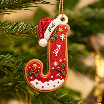 Christmas Initial Letter With Sport And Interest Gift For Kids - Personalized Custom Shaped Wooden Ornament