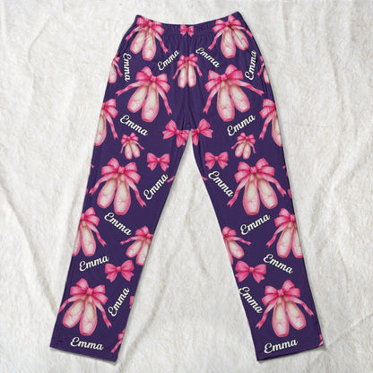 Coquette Bow Ballet Custom Name, Number Gift For Ballet Lover,Ballerina - Personalized Lounge Pants