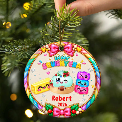 Christmas Gift For Kids Girls Squishy Lovers - Personalized The Year Of Squishy Hunting Circle Ceramic Ornament