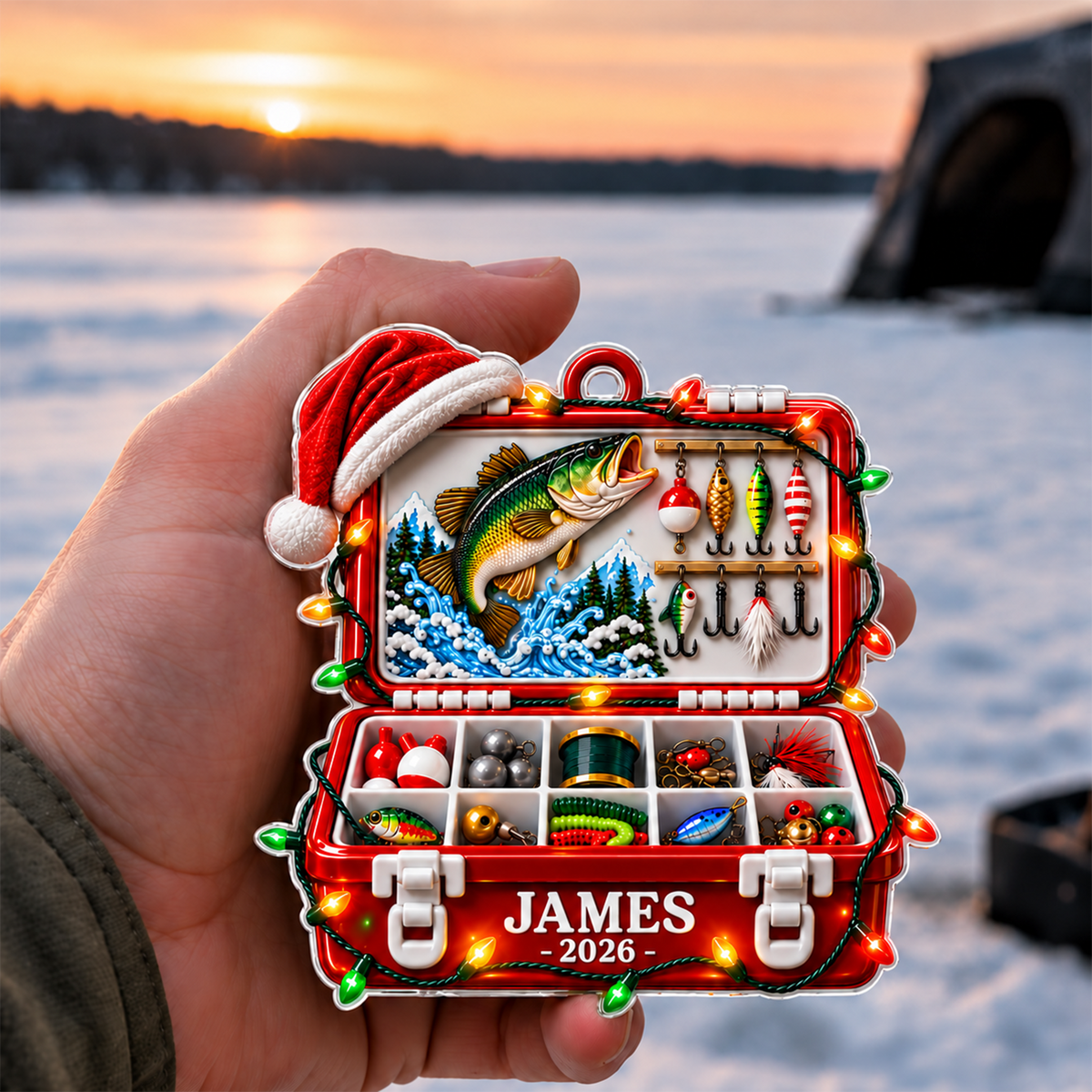Personalized Fishing Tackle Box 3D Christmas Acrylic Ornament, Custom Acrylic Hanging Decor For Fisherman And Dad CH07 180780