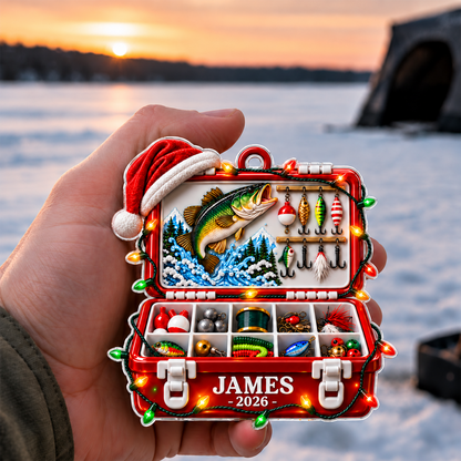 Personalized Fishing Tackle Box 3D Christmas Acrylic Ornament, Custom Acrylic Hanging Decor For Fisherman And Dad CH07 180780