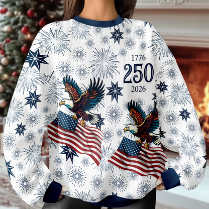 Personalized USA 250 Anniversary Eagle 1776-2026 Ugly Sweater TH10 171101