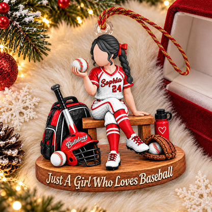 Just A Girl Who Loves Baseball, Personalized Baseball Ornament, Custom Player Name Gift, Gift For Baseball Players Baseball Lover MI209