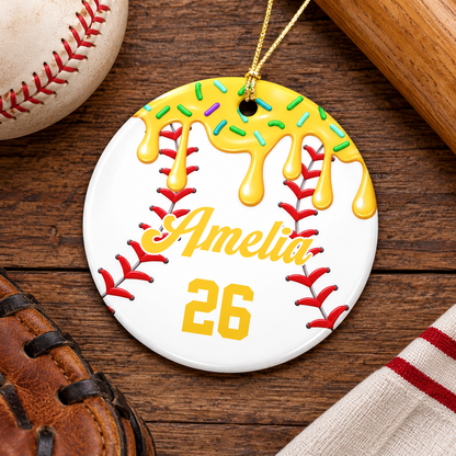 Custom Baseball Ice Cream Christmas Ceramic Ornament, Unique Sports Gift for Baseball Lovers, Kids and Team TH10 171219