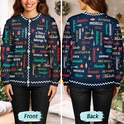 Christmas Gift For Grandma Nana - Personalized Kids Names Cardigan