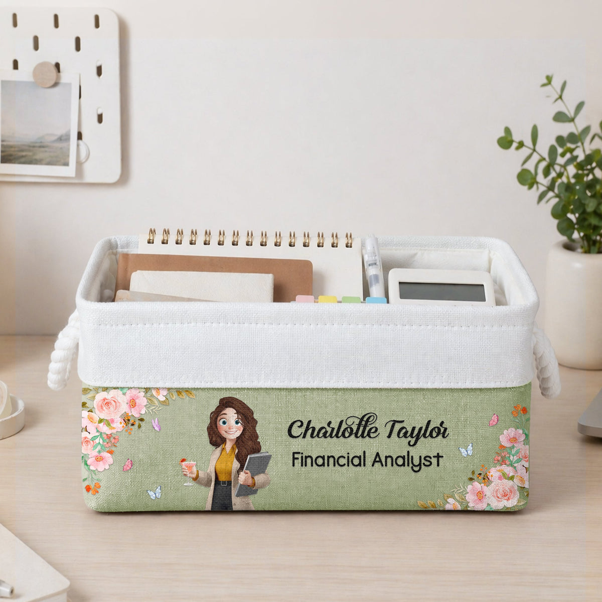 Custom Basket For Coworkers, Teacher, Accountants - Personalized Storage Basket