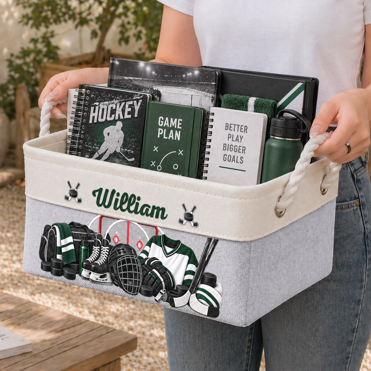 Gift For Baseball, Softball, Soccer, Football, Basketball, Hockey Lover Room Decor - Personalized Storage Basket