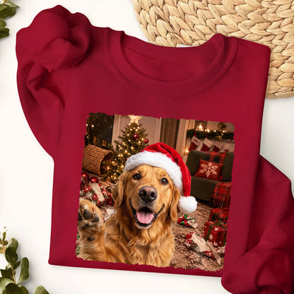 Custom Photo Funny Christmas Pet Selfie - Personalized 2D Unisex Sweatshirt