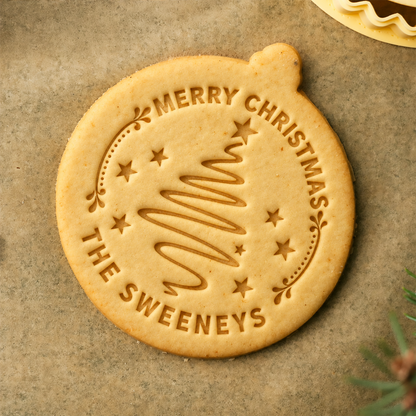 Personalized Family Name Xmas Tree Merry Christmas Cookie Stamp, Holiday Baker Gift HO82 904116