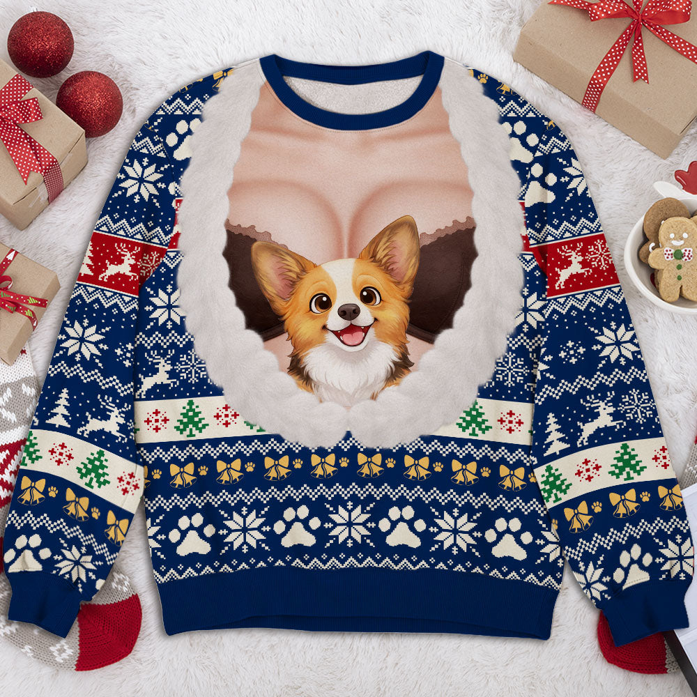 Custom Christmas Sweatshirt, Gift for Pet Lovers • My Baby Is Here - Personalized All-Over-Print Sweatshirt