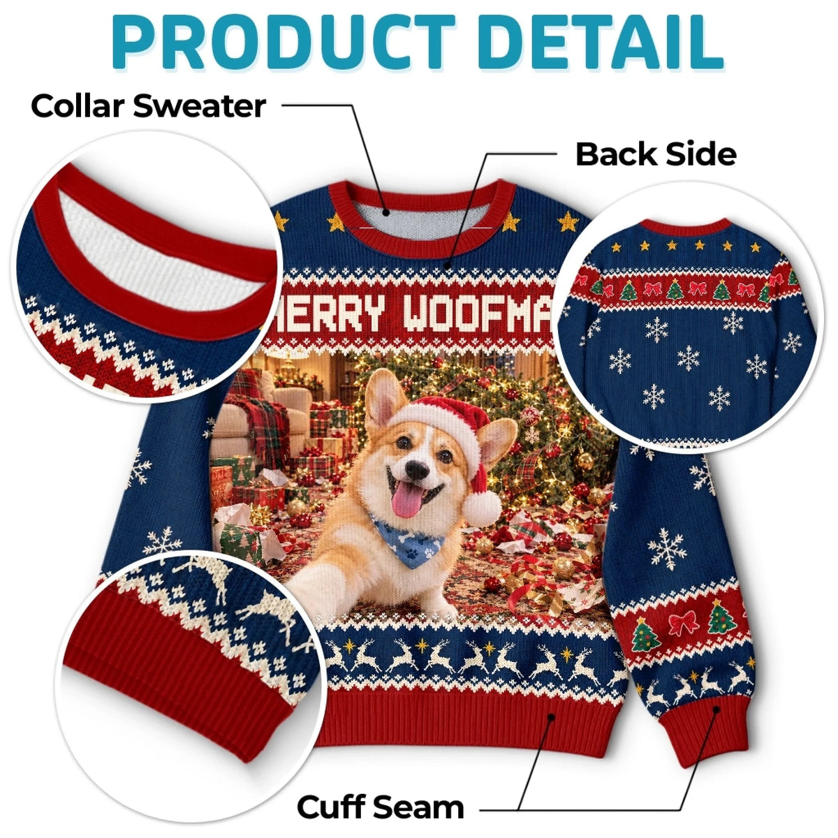 Custom Pet Photo Christmas Gifts for Dog Lovers - Personalized Ugly Sweatshirt