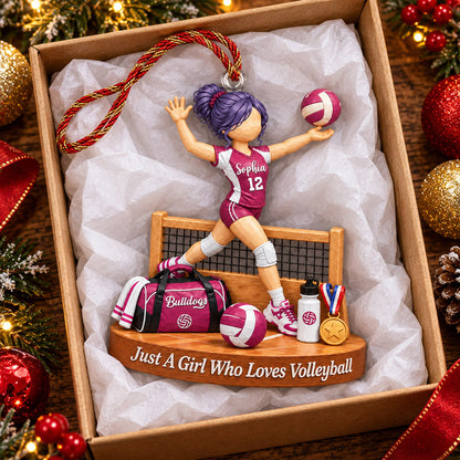 Just A Girl Who Loves Volleyball, Personalized Volleyball Girl Ornament, Custom Player Name Gift, Gift For Volleyball Lover MI209