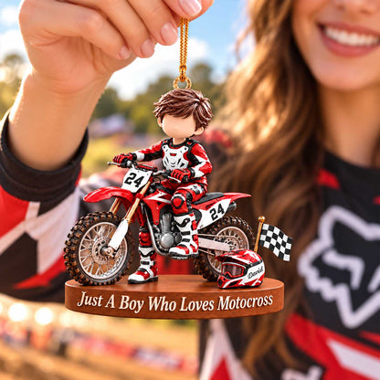 Just A Boy Who Loves Motocross - Personalized Motocross Ornament, Gift For Motocross Racer, Dirt Biker A2110