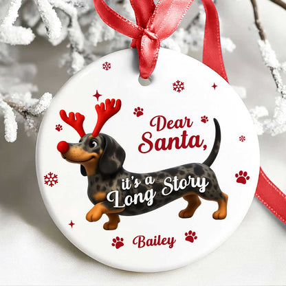 Funny Christmas Dachshund - Personalized Ceramic Ornament - Unique Christmas Gift For Dog Lovers