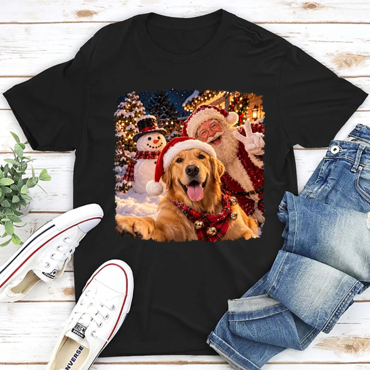 Custom Christmas Birthday Gifts For Dog Lovers • Santa Best Buddy - Personalized Basic T-Shirt