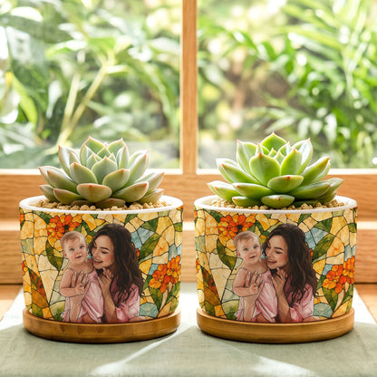 Custom Photo Mom & Her Children Gifts For Her, Wife, Mom, Daughter - Personalized Plant Pot