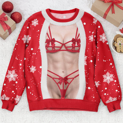 Funny 3D Lingerie T-Shirt, Body Illusion Tee, Sexy Costume Shirt, Novelty Party Top - Personalized Sweater