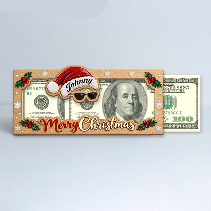 Funny Customized Christmas Santa Cash Wood Money Holder Gift Box For Holiday CH07 180872