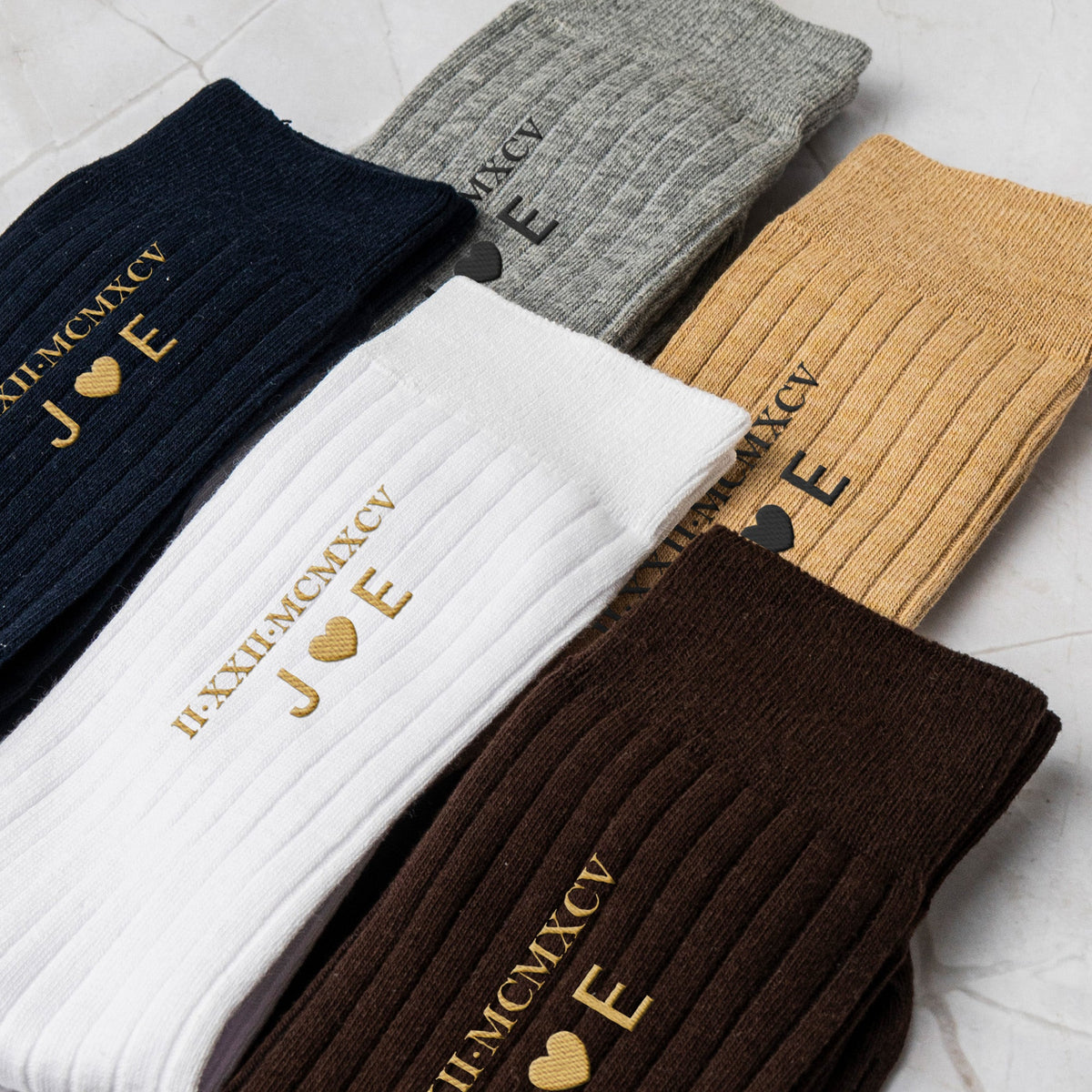 Custom Roman Numeral Date For Groom, Husband, Anniversary Wedding Gifts - Personalized Embroidered Socks