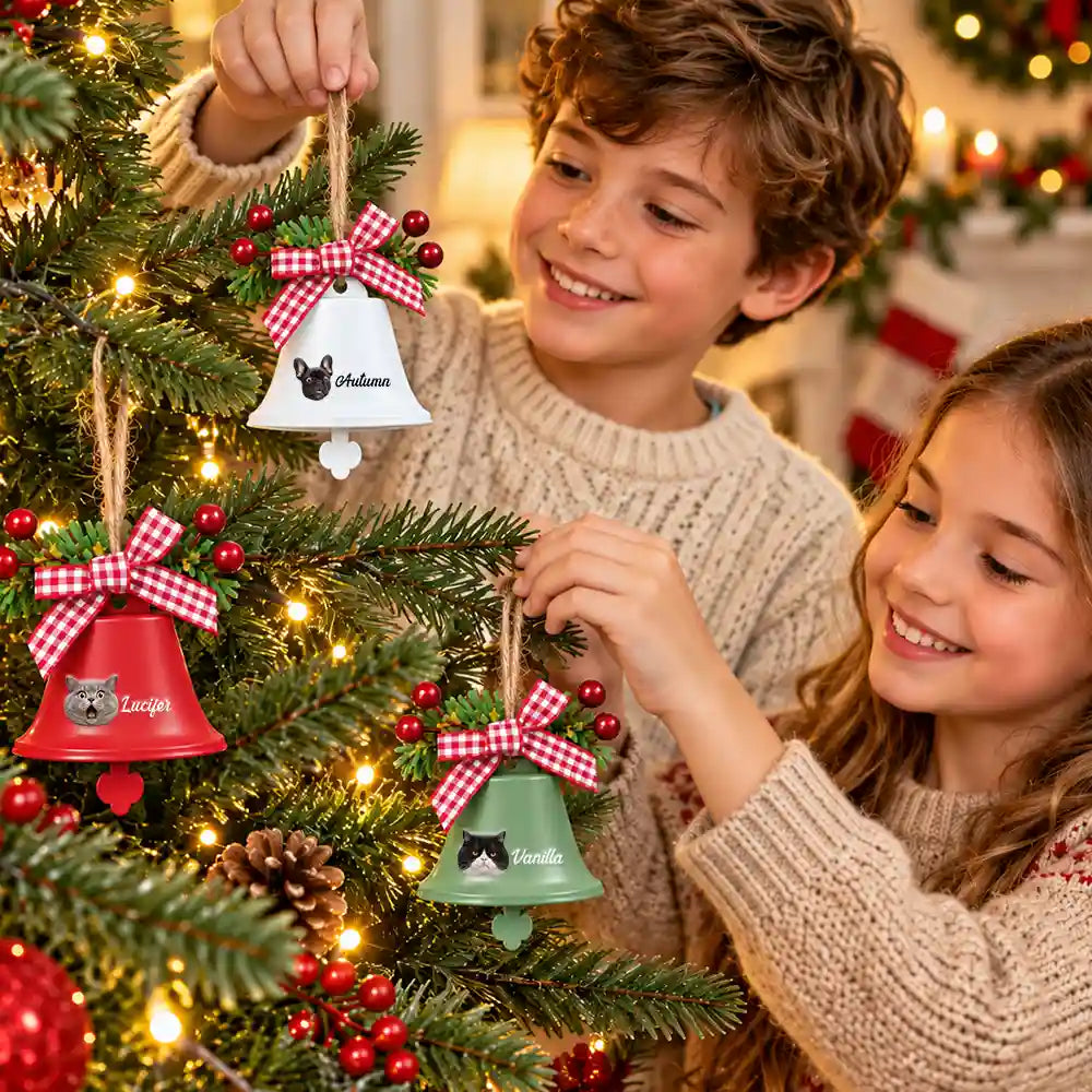 Christmas Gift For Dog Cat Lovers - Personalized Custom Photo Tree Hanging Decoration Bell Ornament