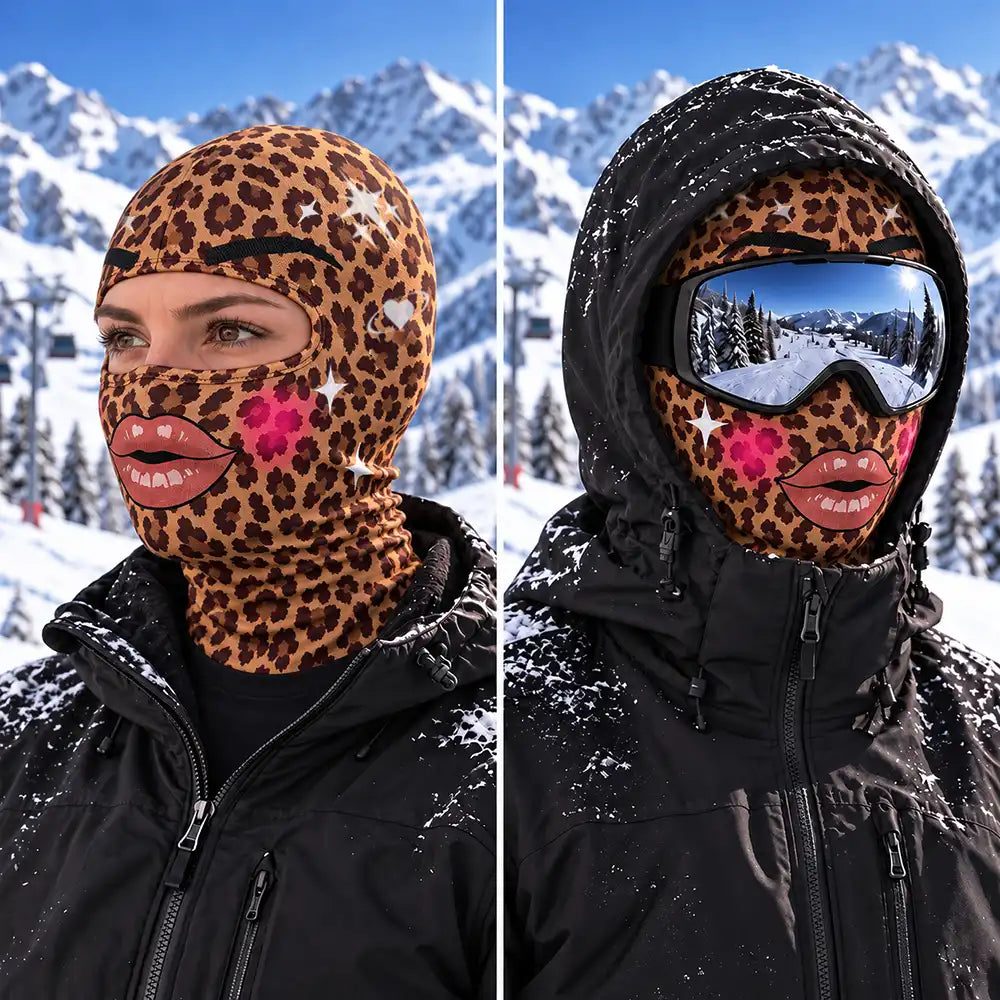 Funny Matching Gift For Skier Besties - Personalized Glam Face Balaclava Face Mask