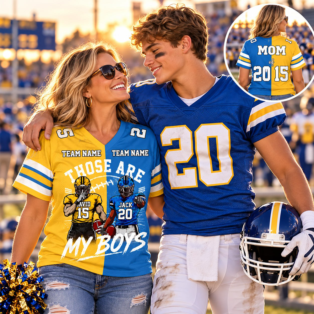 Custom Football Mom Jersey, Those Are My Boys Personalized Football Shirt, Custom Player Name & Number Jersey, Football Game Day Gift Na02