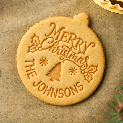 Personalized Family Name Merry Christmas Cookie Stamp, Holiday Baker Gift HO82 904112