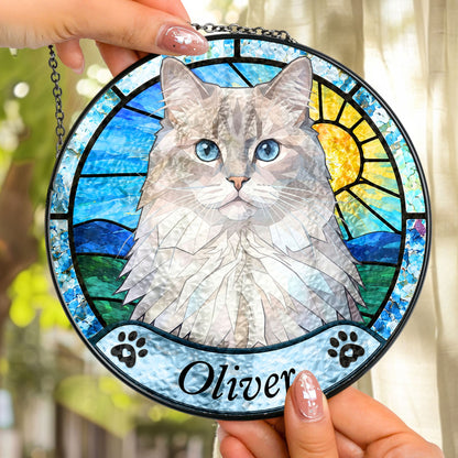 Personalized Pet Memorial Stained Glass Suncatcher – Custom Photo Window Hanging Keepsake Gift for Pet Lovers