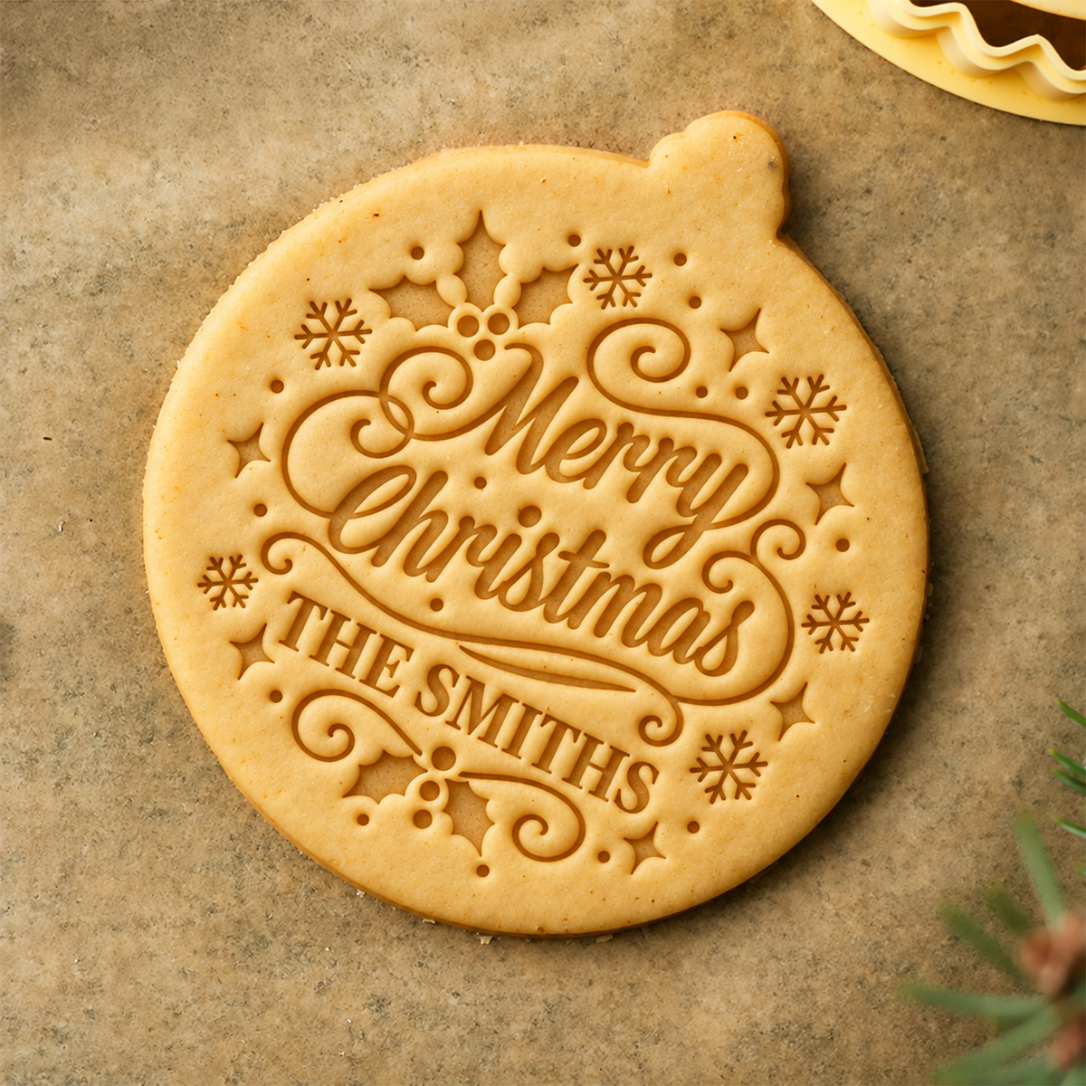 Personalized Family Name Merry Christmas With Snowflake Cookie Stamp - Holiday Baking Gift For Family HA75 919634