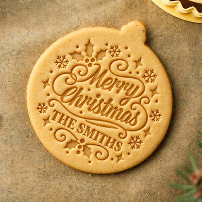 Personalized Family Name Merry Christmas With Snowflake Cookie Stamp - Holiday Baking Gift For Family HA75 919634