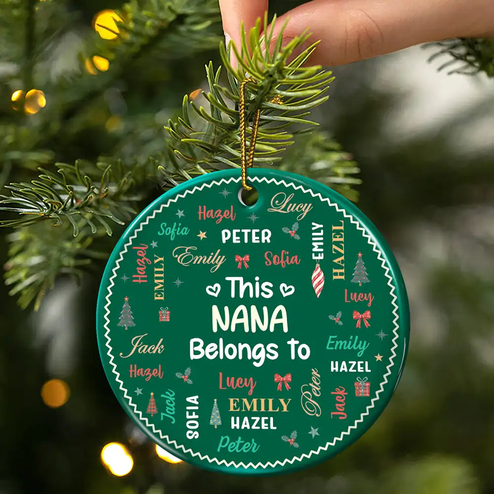 Christmas Gift For Grandma Nana - Personalized Kids Names Ceramic Ornament