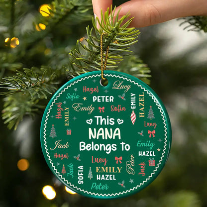 Christmas Gift For Grandma Nana - Personalized Kids Names Ceramic Ornament