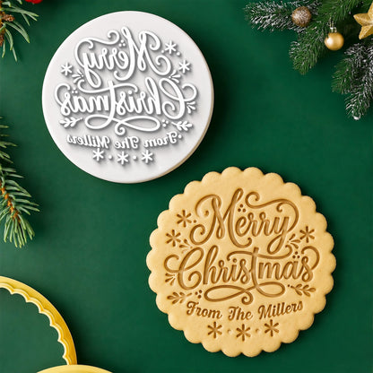 Personalized Family Name Merry Christmas Family Cookie Stamp HA75 919464