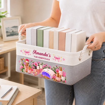 Custom Name Nail Care Storage - Personalized Storage Basket - Nail Artist Basket